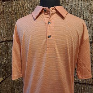 Fish Hippie, Orange Striped Men's Polo, Medium, Clemson or Tennessee Colors